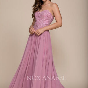 Strapless Sequin Bodice A-Line Dress NXB045P